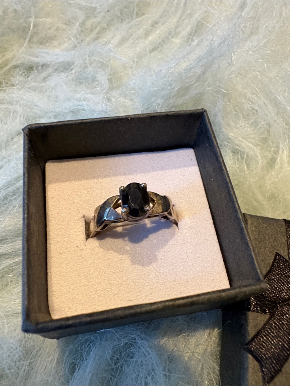 Vintage Sterling Silver Ring With Black Stone/Gem